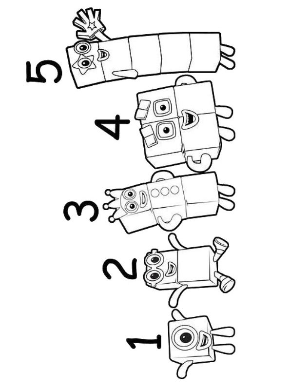 Kids-n-fun.com | Coloring page Numberblocks 1 2 3 4 5